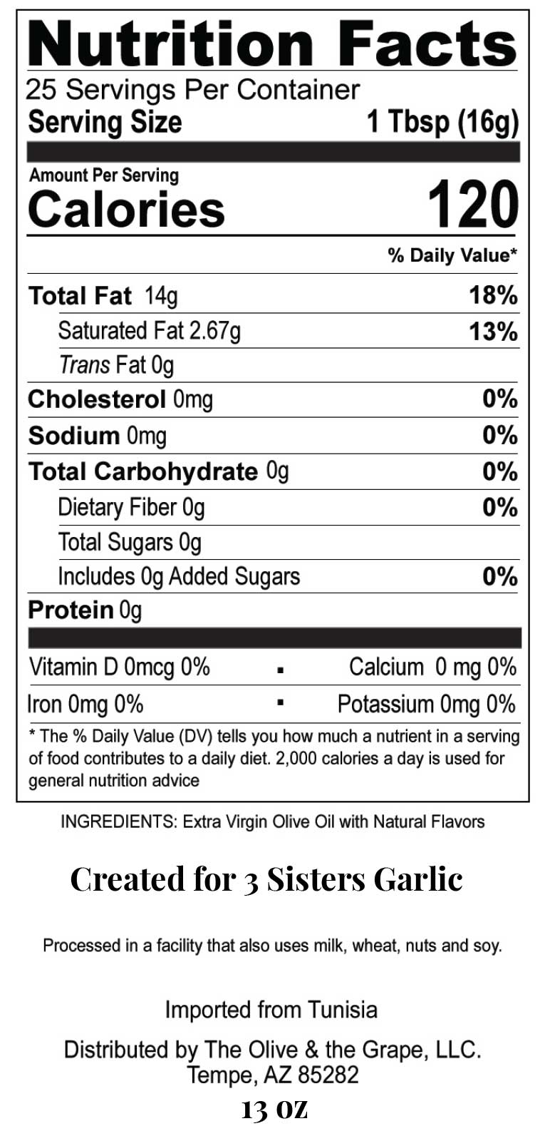 Nutrition Label 375ml